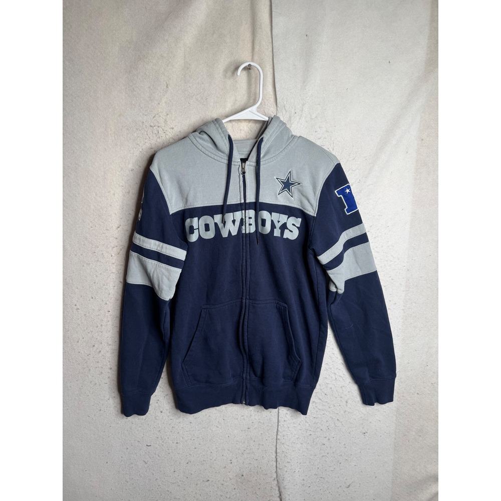 NFL Dallas Cowboys Full Zip Hoodie Navy Gray Colorblock Sweatshirt XS